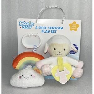 Magic Years 2 Piece Sensory Play Set Lamb Jiggler Rattle & Paci Toy 0+ Month New